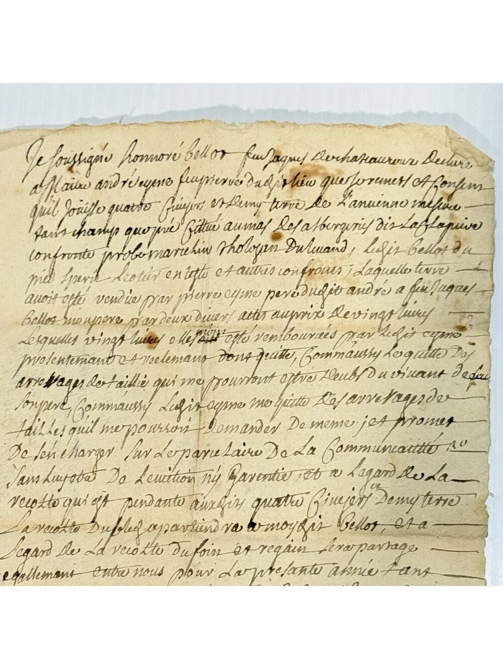 Original 1724 French Notarial Land Agreement Signed Pre-1800 Manuscript Ephemera